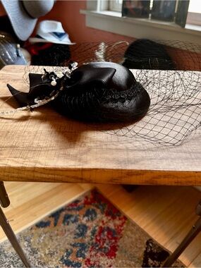 Black Veiled Fascinator Hat for Women